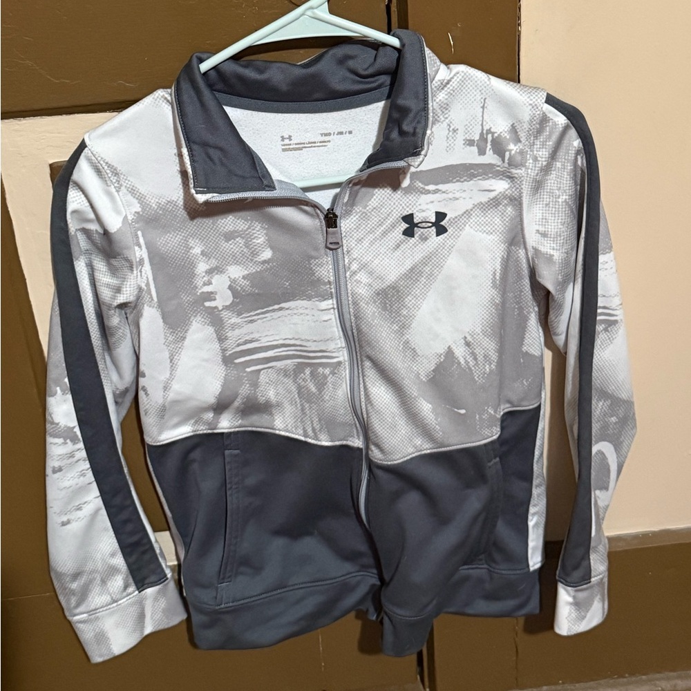 Under Armour Boys Gray & White Athletic Zip Jacket